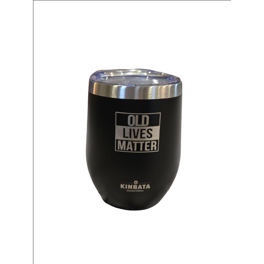 Kinbata Wine Tumbler, 12oz, Black, Keychain Included, Great Gift